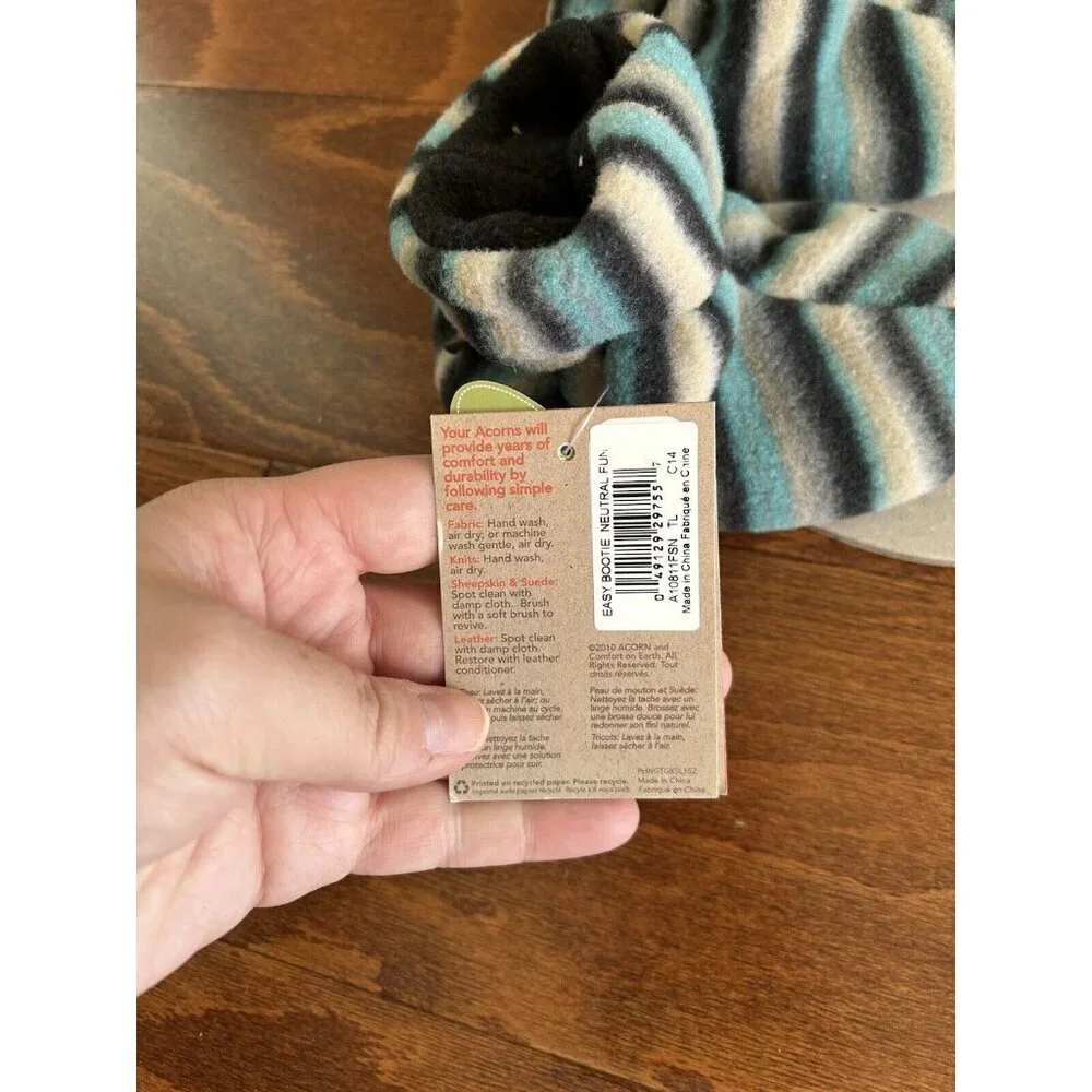 Acorn tots Unisex Kids Baby 12-18‎ Months Blue Striped Booties Slippers NEW